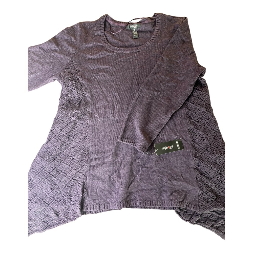 Style & Co Woman 2X Purple Knit Sweater Pullover Long Sleeve Casual NEW